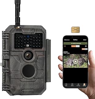 GardePro X20 4G LTE Wildkamera mit SIM-Karte und App, 48MP 1296P H.265 Video, No Glow Nachtsicht …