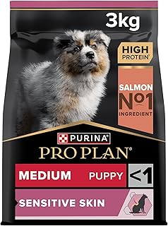 Pro Plan Medium Puppy Sensitive Skin, Welpenfutter trocken, reich an Lachs, 1er Pack (1 x 3 kg)