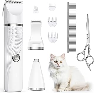 Leise Schermaschine Katze Set,Profi Haarschneidemaschine für Katzen Hunde Verfilztes Fell Pfoten…