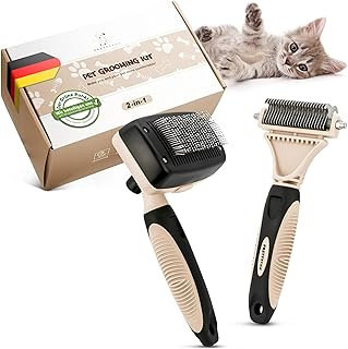 Pretty Paw Katzenbürsten Set mit Zupfbürste & Katzenkamm – Sanfte Fellpflege für Kurzhaar- &…
