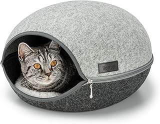 lionto Katzenhöhle aus robustem Filz, gemütliche Kuschelhöhle mit Reißverschluss für Katzen,…