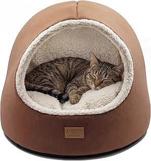Katzenhöhle für Katzen 45x45x45 cm – Katzenbett Höhle mit Waschbarem Kissen – Kuscheliges …