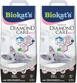 Biokat’s Diamond Care Fresh Katzenstreu mit Babypuder-Duft – Feine Klumpstreu aus Bentonit mit Ak…