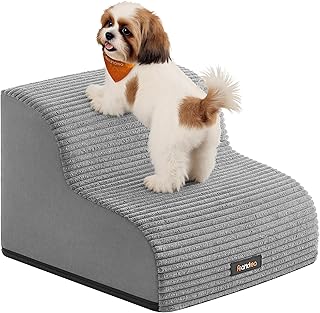 Feandrea Hundetreppe, 2 Stufen, Haustiertreppe, für kleine Hunde, Bett, Sofa, wasserdichte Katze…