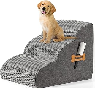 ROMROL Hundetreppe 3 Stufen – rutschfeste Haustiertreppe für kleine Hunde & Katzen – Waschba…