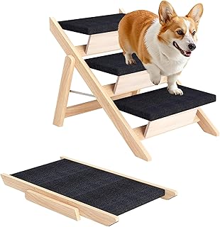 Hundetreppe 3 Stufen, Haustiertreppe Hundetreppe für Kleine und Mittelgroße Hunde, rutschfest T…