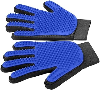 Haustierpflege-Handschuhe 1 Paar (Blau) – Fellpflegehandschuh Tierhaarentferner mit 255 Silikon…