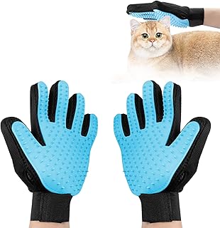 Fousenuk 1 Paar Fellpflegehandschuh, Fellpflege Handschuh aus Silikon mit Verstellbarem Klettvers…