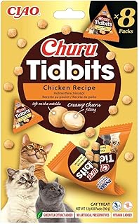 INABA Churu Tidbits Cat Treats für kleine Katzen, Hochwertige Proteine mit Huhn, Getreidefrei, Z…