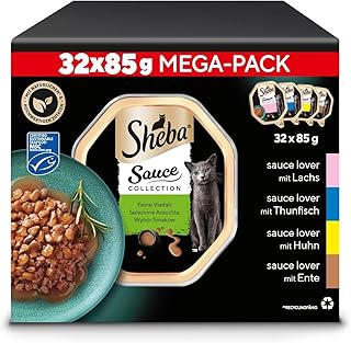SHEBA Schale Nassfutter Multipack Mega-Pack Sauce Collection Feine Vielfalt MSC-Zertifiziert 32 x…