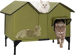 Outdoor Katzenhaus, Extra Large wasserdichtes Katzengehege mit erhöhter Basis, isoliertes Hausti…