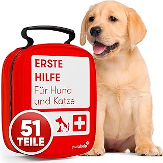 PURAHELP® Erste Hilfe Set für Hund & Katze [51 TEILE] | Erste Hilfe Verbandstasche mit Zeckenza…