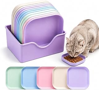 Katzennapf, 10 Stück Whisker Friendly Flach Fressnapf Katze – Lila | Katze Napf für Nass- & Tro…