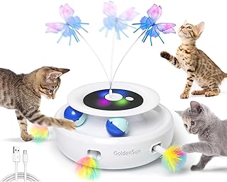 GoldenSun 3 in 1 Interaktives Katzenspielzeug, Elektrisch Automatischer Spielzeug für Katzen, Wh…