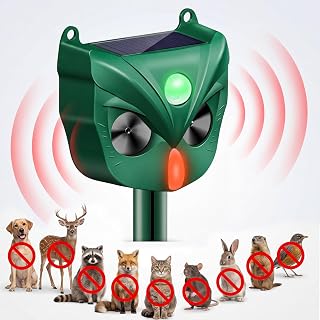 Ultraschall Katzenschreck Solar mit Bewegungssensor, IPX5 Wasserdicht USB-Aufladung, 5 Frequenzbe…