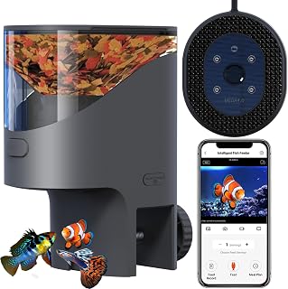 WiFi Futterautomat Aquarium mit Kamera, 2.4/5G WLAN Smart App, 0,2g Flockenfutter Präzision Füt…