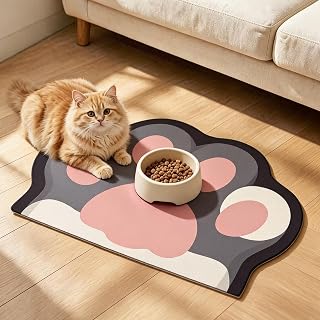 JanYoo 60 X 40 cm Napfunterlage Hund Katzen Groß, Futternapf Unterlage rutschfeste Saugfähige K…