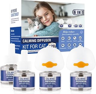 Piuess Katzen Beruhigung Steckdose 6 In 1 FüR Cat Calming Diffuser Beruhigendes Diffusor-Set Kat…