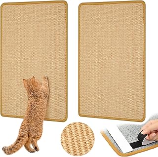 Katzen Kratzmatte mit Katzenminze Sisal Teppich Kratzschutz Sofa 2 Stück | 60cm x 40cm, Naturfar…