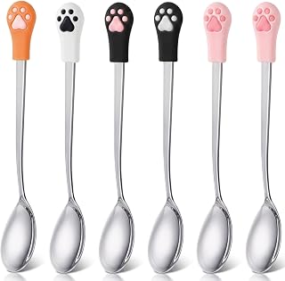 6er Set Katzen Löffel Edelstahl – Kleiner Katzenlöffel für Dosenfutter & Leckerlis, ergonomi…