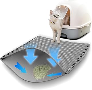 Katzenklo Matte Groß XXL (90×60 cm), Doppelschicht Waben, wasserdichte Katzenstreu Matte aus EV…