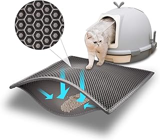 Pieviev Katzenklo Matte, Katzenstreu Unterleger Wasserdicht, 61x38cm Grau | doppellagige Katzenma…