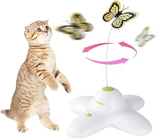 ALL FOR PAWS Interaktives Katzenspielzeug für den Innenbereich, mit 360 ° drehbarem Schmetterli…