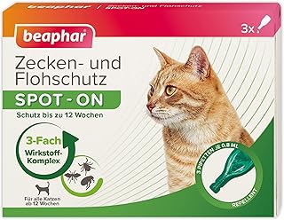 Beaphar Zecken-und Flohschutz Spot-ON 3×0,8ml, Katze