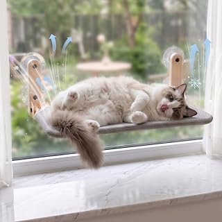Pet Prime Faltbare Katzenhängematte, Fensterliege für Katzen, Fensterliege mit 2 Bezügen ideal…
