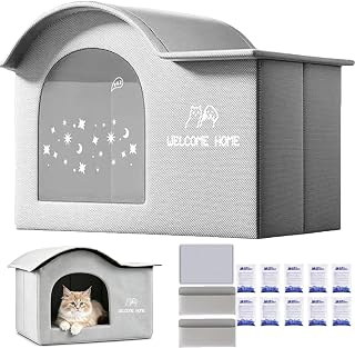 Kühlhaus für Katzen, Belüftete Katzenablage Kühlhütte mit 10 Kühlakkus, Kühlunterstand Hau…
