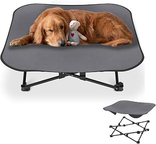 AufuN Faltbares Hundebett Katzenbett 87x87x33 cm, Erhöhtes Atmungsaktiv Haustierliege Hundeliege…
