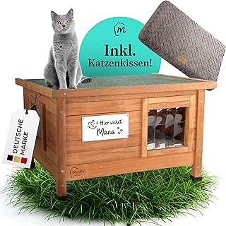 Katzenhaus Outdoor Winterfest isoliert – Robustes Katzenhaus für draussen aus Fichtenholz – Wass…