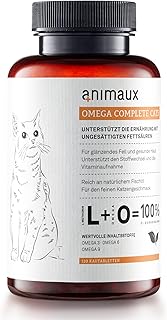 animaux Omega Complete Cats – 120 Kautabletten für Katzen – Fischöl reich an Omega 3, 6 & 9…