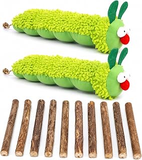12-teiliges Katzenspielzeug-Set, 2 Katzenminze-Raupen & 10 Matatabi-Sticks | Abwechslungsreicher …
