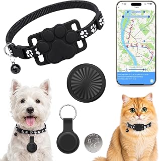 GPS Tracker Katze Hund Kompatibel mit iOS ＆ Android Ohne ABO, GPS-Tracker für Haustierhalsbän…