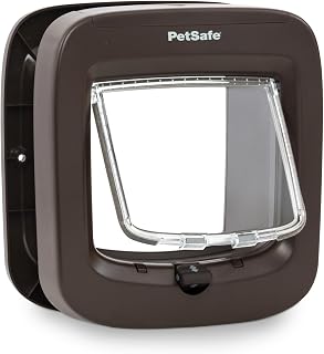PetSafe Mikrochip-Katzenklappe, Braun | RFID-Zugang für bis zu 40 Haustiere, 4 Verschlussoptione…