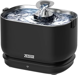 Zedar WF600 Edelstahl Drahtloser Trinkbrunnen mit APP für Katze oder Hund – Inklusive 3 Filtern …