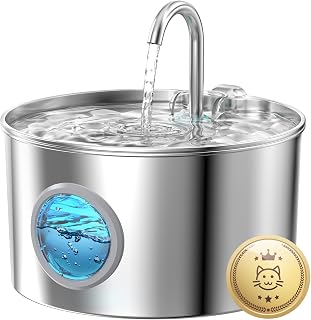 Katzenbrunnen Edelstahl Trinkbrunnen für Katze: Katzenbrunnen für Katzen | 2.2L Wasserbrunnen f…