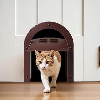 Wordcam Innen Katzentür, 2-Wege-Verriegelung für Katzen bis 9,1 kg, Haustiertüren (Braun)
