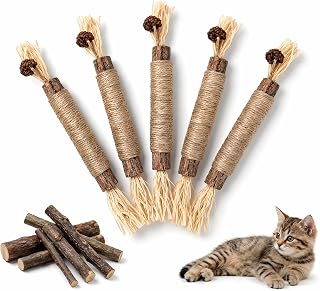 Matatabi Stick Katze 5 Stück, Natürliches Katzenspielzeug, 21CM | Katzen Zahnpflege, Sicher Kau…