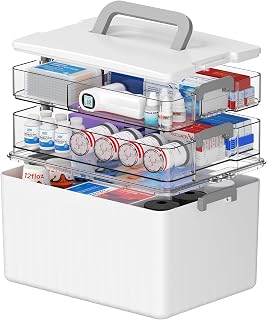 Lifewit 3 Tier Tragbar Medikamentenbox für Zuhause Büro, 31,2×21,3×29,5cm | Medikamenten Aufbew…