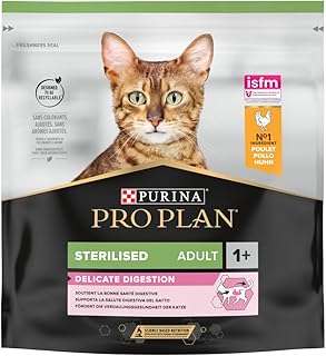 PRO PLAN Sterilised Adult 1+ Delicate Digestion, reich an Huhn, 8 x 400g | Katzenfutter trocken