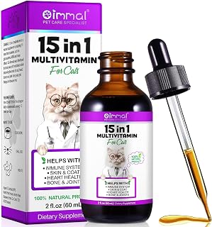 Katzen Multivitamin, 15-in-1 Flüssigvitamin Vitamin mit Glucosamin & MSM für Gelenke, Fell & Im…