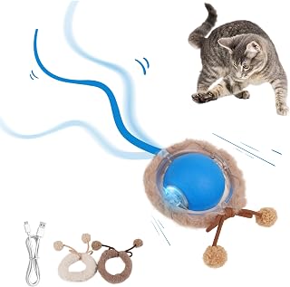 Pet Prime Interaktives Katzenspielzeug Ball mit Schnur 3 Spielmodi, Katzenbälle mit Sound Vogelg…