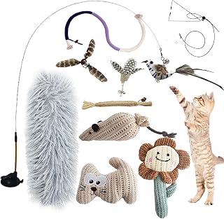 7-in-1 Interaktives Katzenspielzeug Selbstbeschäftigung Katzenangel mit waschbarem Saugnapf, Hä…