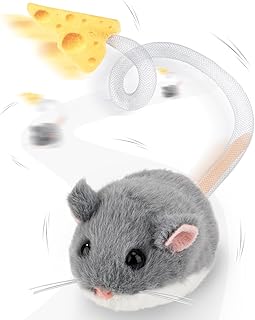 Migipaws Interaktives Katzenspielzeug, elektrisch rollende Migimaus mit wackelndem Schwanz,Intell…