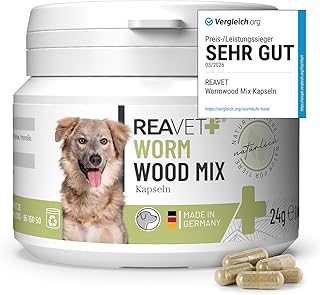 TESTURTEIL SEHR GUT 2026 ReaVET Wurm-Kraut Kapseln 50 Stück – für Hunde, mit echtem Wurmkraut (…