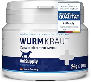 Wurmkraut Kapseln 50 Tabletten für Hunde mit echtem Wurmkraut (Artemisia Absinthium) in rezeptur…