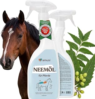 AMUSI Neemöl Spray 750ml – Fellpflege Pferd mit Citronella und Geraniol – Natürliches Pflegespr…