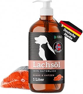 Lachsöl Hunde 1L in praktischer Flasche mit Pumpspender